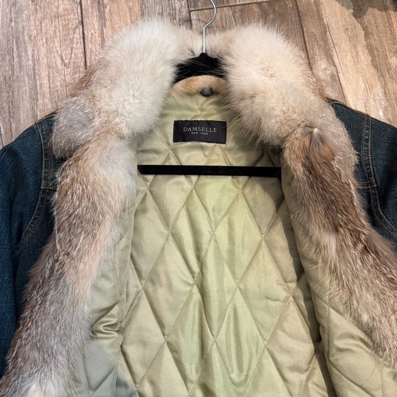 Vintage Genuine Real Fox Fur Denim Jacket - Picture 3 of 7